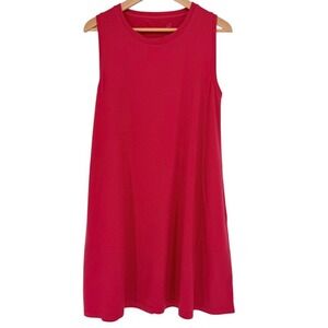 Woolx Clara Red Merino Wool Sleeveless Swing Dress with Pockets Womens Large